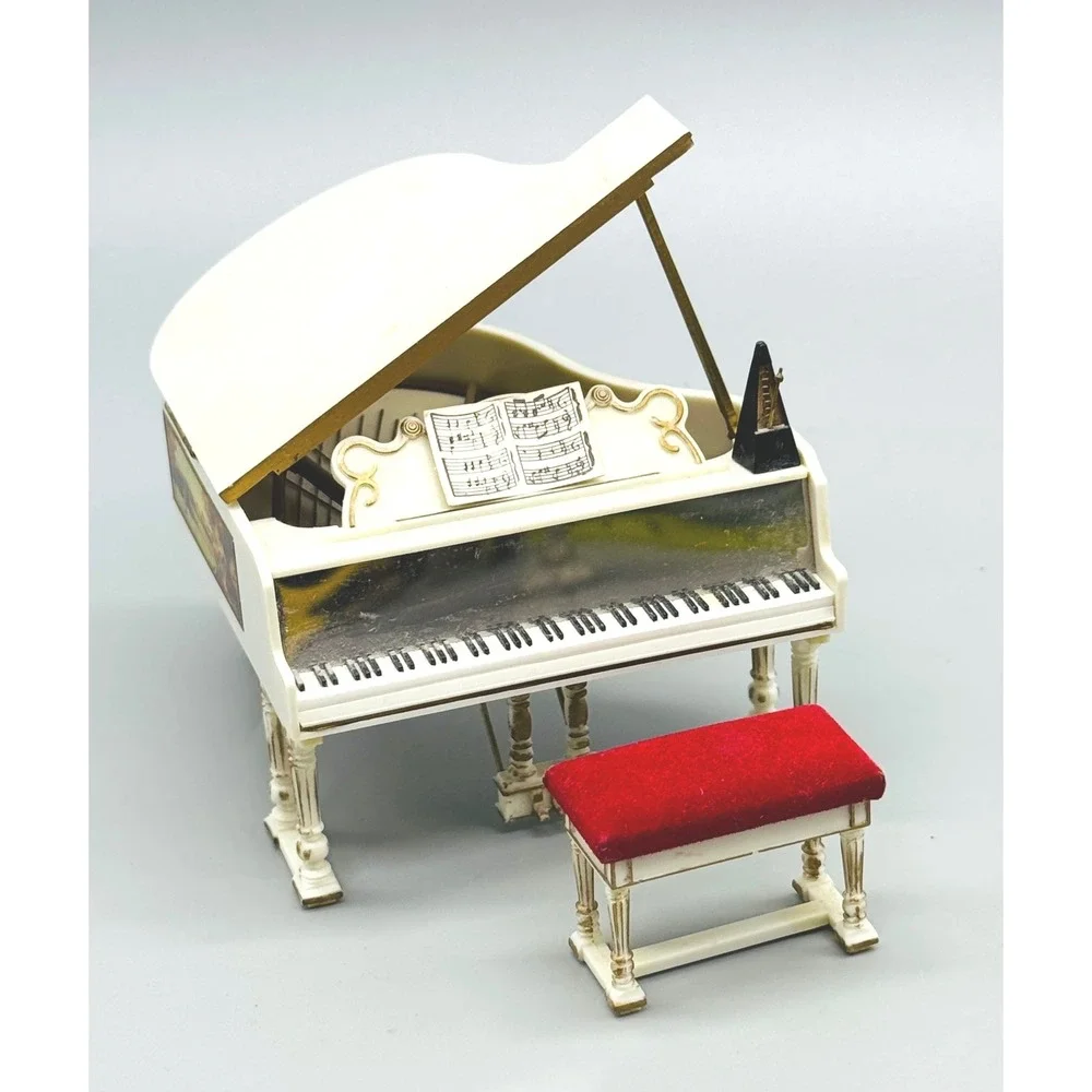 Ideal Petite Princess Dollhouse Furniture Grand Piano‎ Chairs Table Stool